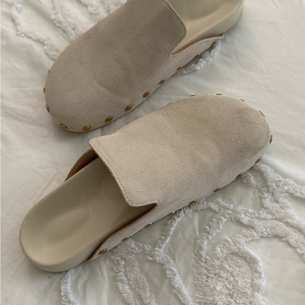J. Crew Cream and Gold Mules with Minimalist Design